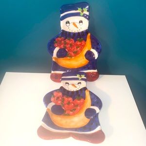 BROCK 1999 GEAR SNOW PEOPLE CERAMIC SNOWMAN SPOON REST CHRISTMAS WINTER